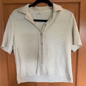 LINE@MODA Made in Italy Metallic Knit Polo Top